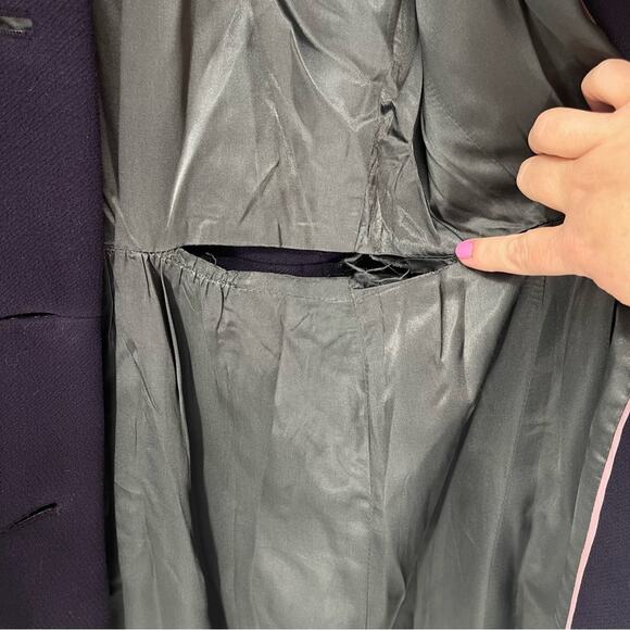 J. Crew Eggplant Purple Wool Longline Pea Coat Preppy Quiet Luxury Jacket Size 2 - Picture 10 of 11